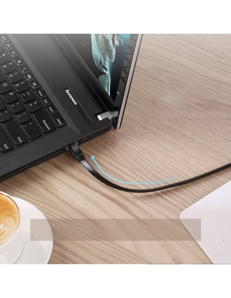 
Plokščias pataisymo laido kabelis LAN tinklo kabelis STP RJ45 Cat 7 10Gbps 10m juodas
