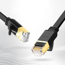 
Plokščias pataisymo laido kabelis LAN tinklo kabelis STP RJ45 Cat 7 10Gbps 10m juodas
