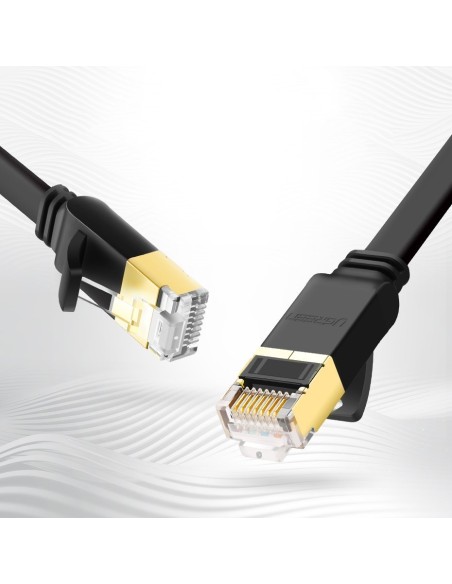 
Plokščias pataisymo laido kabelis LAN tinklo kabelis STP RJ45 Cat 7 10Gbps 10m juodas
