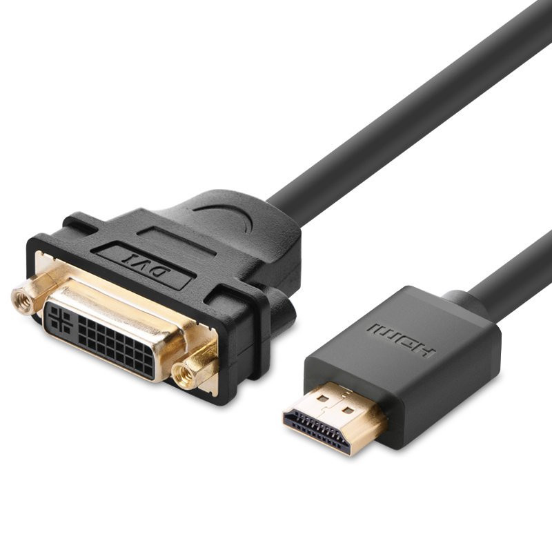 
Kabelio adapterio adapteris DVI lizdas - HDMI kištukas 22cm juodas

