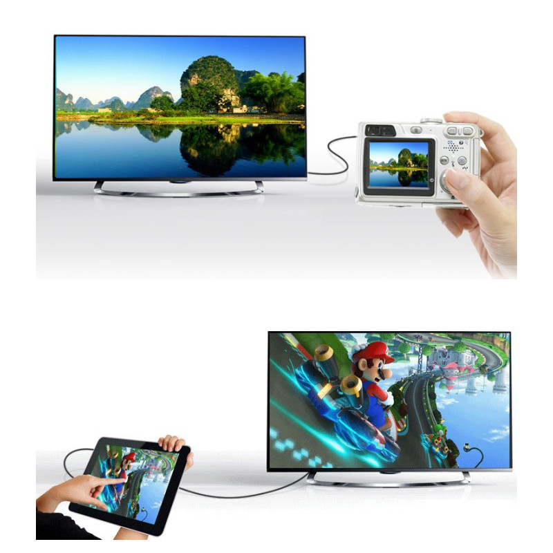Adapterio kabelis HDMI lizdas - mini HDMI vyriškas 4K 60Hz HEC ARC 22cm juodas