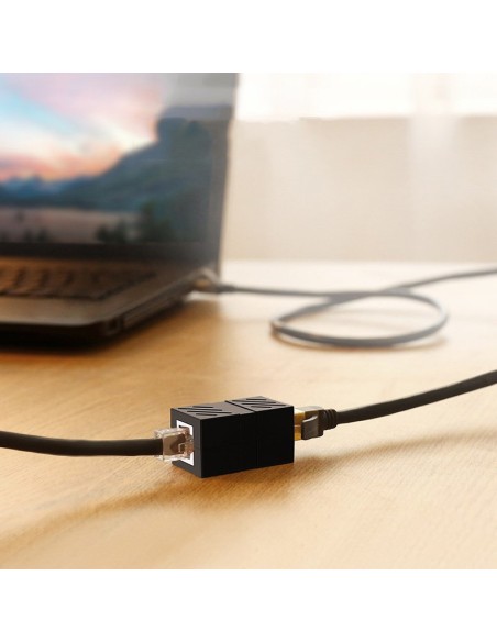 
Tinklo jungtis, Ethernet RJ45 10Gbps tinklo kabelio jungtis, juoda
