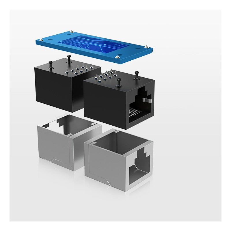 Tinklo jungtis, Ethernet RJ45 10Gbps tinklo kabelio jungtis, juoda