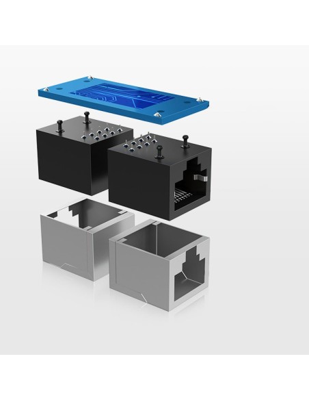 
Tinklo jungtis, Ethernet RJ45 10Gbps tinklo kabelio jungtis, juoda

