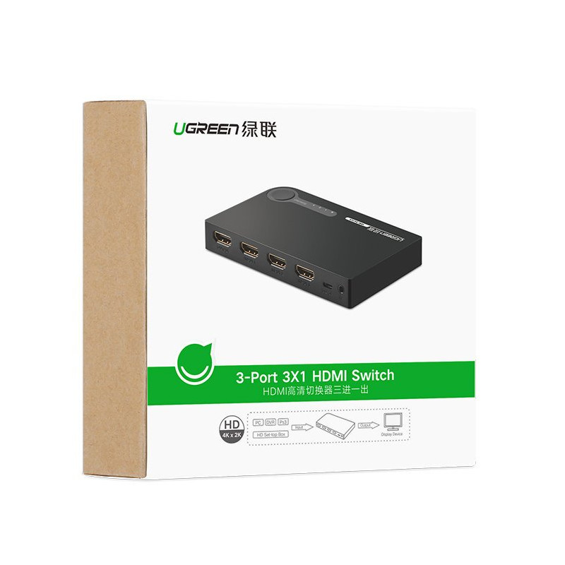 HDMI skirstytuvo jungiklis – 3x HDMI 3D 4K juoda