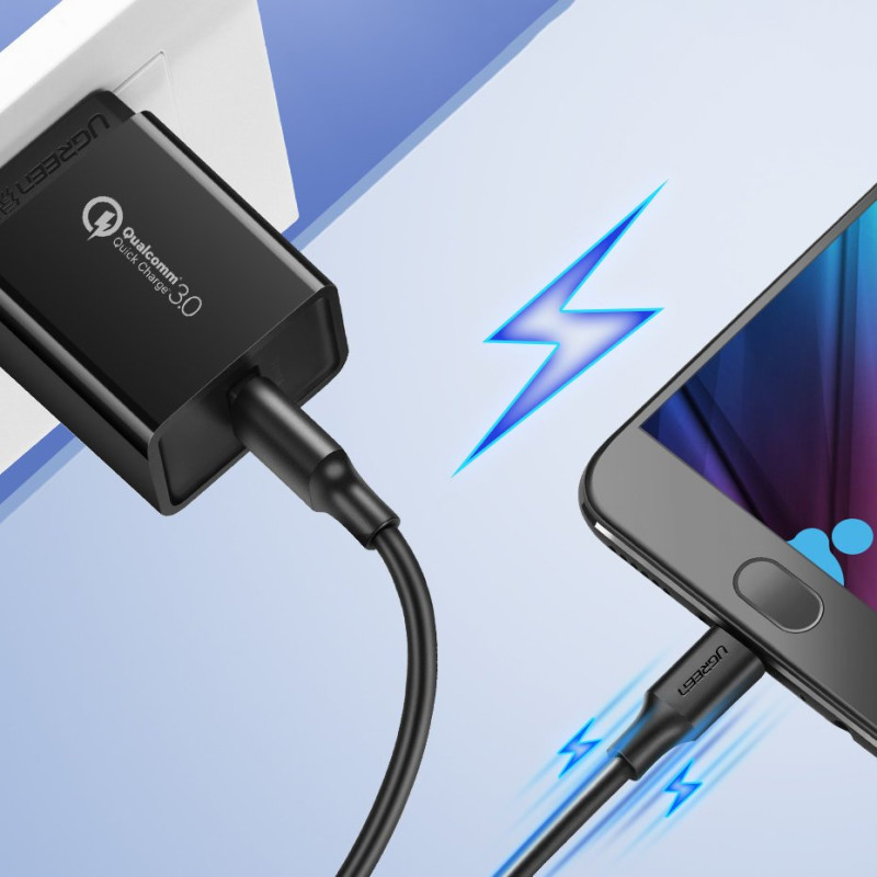 USB kabelis – micro USB 2.4A 480Mbps 1.5m juodas