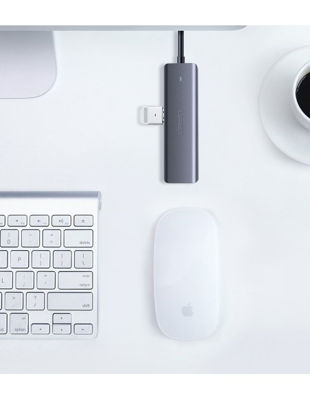 
HUB USB-C skirstytuvas – 4x USB 3.2 su USB-C maitinimo prievadu, pilka
