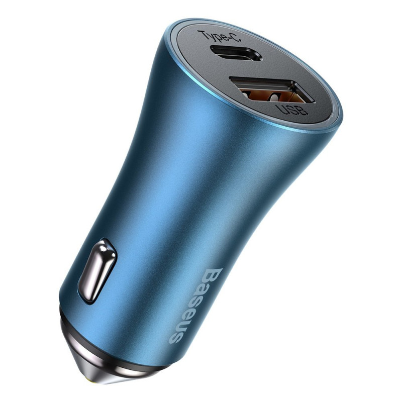 
Greitas USB-C / USB automobilinis įkroviklis Golden Contactor Pro mėlynas
