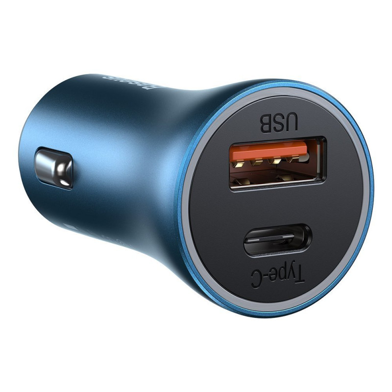 Greitas USB-C / USB automobilinis įkroviklis Golden Contactor Pro mėlynas