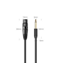 
Adapterio garso kabelis mikrofonui XLR lizdas - 6,35 mm kištukinis lizdas 2m juodas
