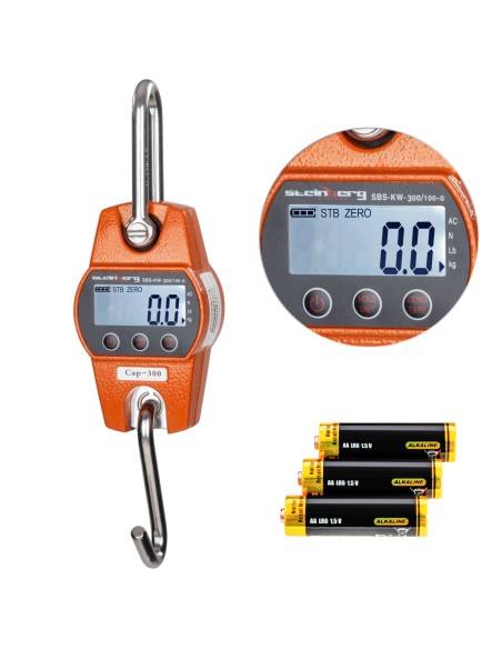 Komercinės kablio svarstyklės medžiotojams SBS-KW-300/100-O LCD iki 300kg Komercinės kablio svarstyklės medžiotojams SBS-KW-300/100-O LCD iki 300kg