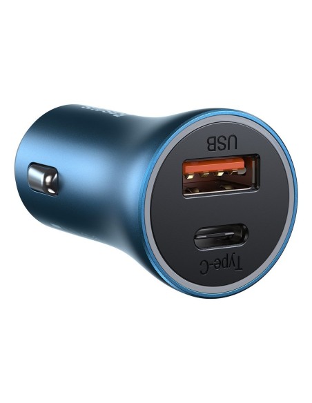 
Greitas 40 W PD QC USB-C / USB automobilinis įkroviklis + mėlynas iPhone laidas
