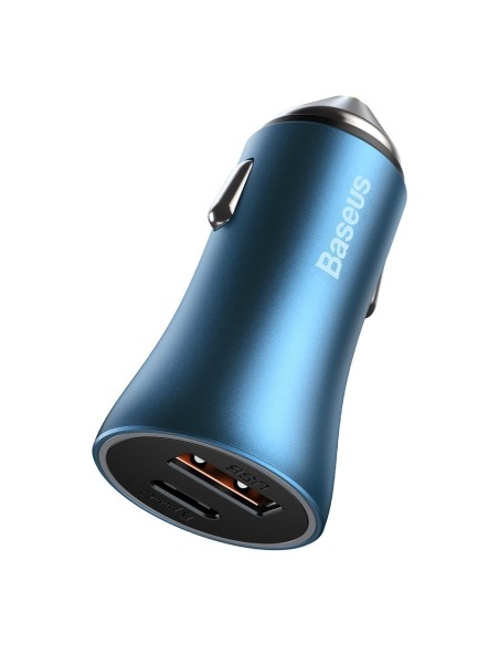 
Greitas 40 W PD QC USB-C / USB automobilinis įkroviklis + mėlynas iPhone laidas
