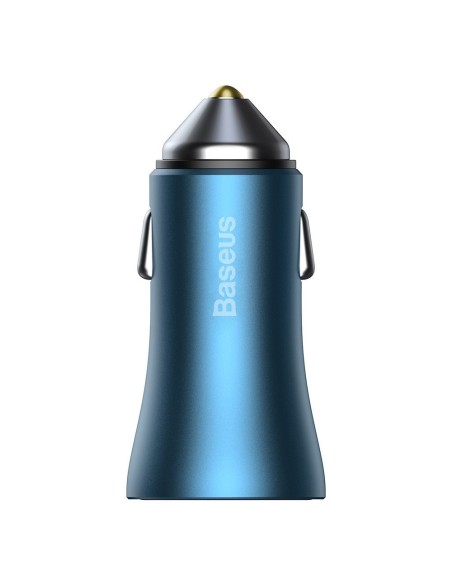 
Greitas 40 W PD QC USB-C / USB automobilinis įkroviklis + mėlynas iPhone laidas
