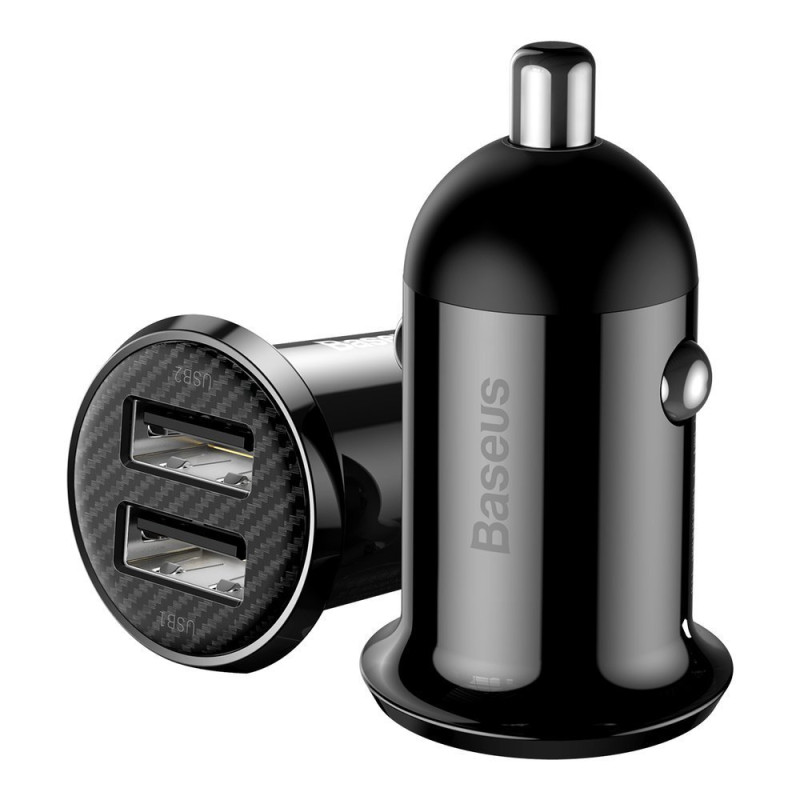 Grain PRO 2x USB 4.8A automobilinis įkroviklis, juodas