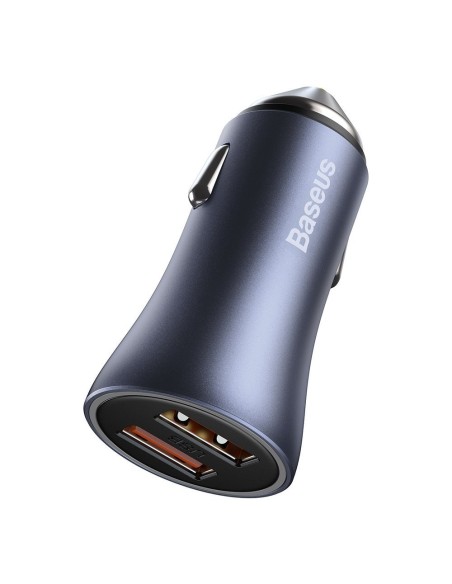 
Greitas automobilinis įkroviklis 2x USB 40W QC SCP FCP AFC + USB-C laidas pilkas
