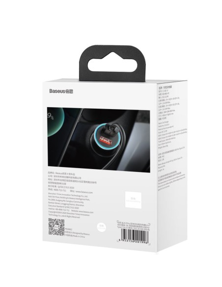 
Greitas automobilinis įkroviklis 2x USB 40W QC SCP FCP AFC + USB-C laidas pilkas
