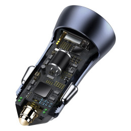 
Greitas automobilinis įkroviklis 2x USB 40W QC SCP FCP AFC + USB-C laidas pilkas

