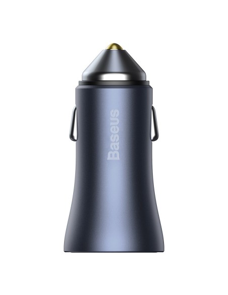 
Greitas automobilinis įkroviklis 2x USB 40W QC SCP FCP AFC + USB-C laidas pilkas
