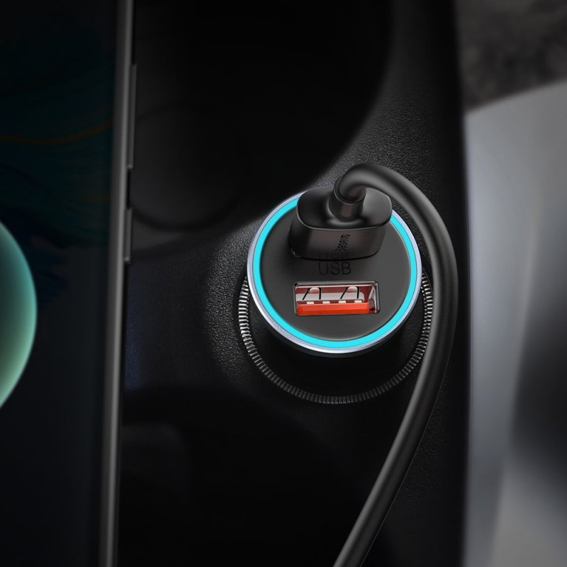 
Greitas automobilinis įkroviklis 2x USB 40W QC SCP FCP AFC + USB-C laidas pilkas
