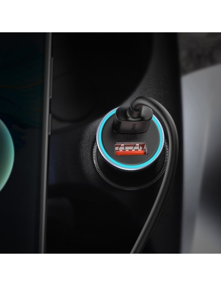 
Greitas automobilinis įkroviklis 2x USB 40W QC SCP FCP AFC + USB-C laidas pilkas
