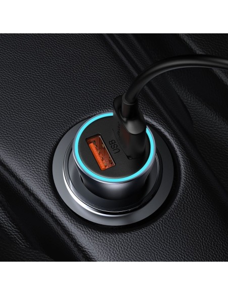 
Greitas automobilinis įkroviklis 2x USB 40W QC SCP FCP AFC + USB-C laidas pilkas
