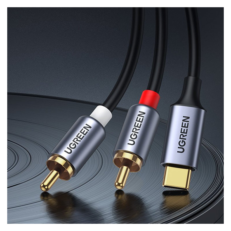Garso kabelis USB-C kištukas - 2RCA kištukas 1,5 m pilka