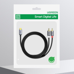 
Garso kabelis USB-C kištukas - 2RCA kištukas 1,5 m pilka

