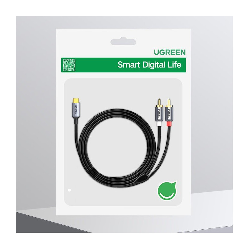 Garso kabelis USB-C kištukas - 2RCA kištukas 1,5 m pilka