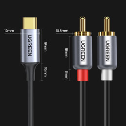 
Garso kabelis USB-C kištukas - 2RCA kištukas 1,5 m pilka

