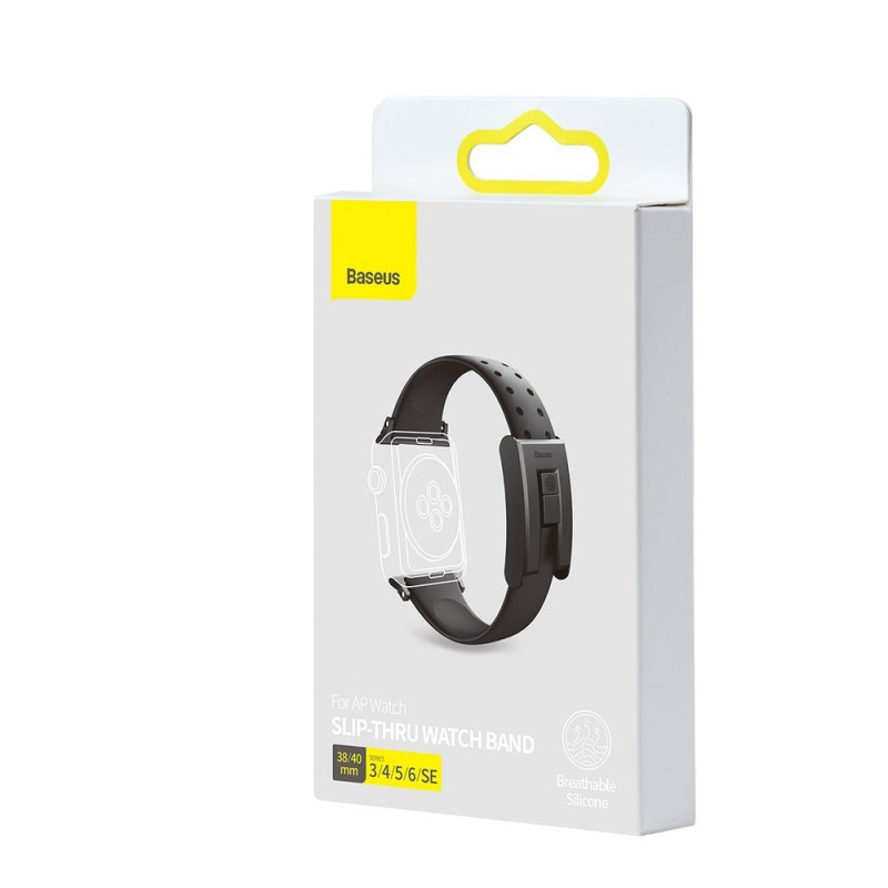 Apyrankė su dirželiu, skirta Apple Watch 3/ 4/ 5/ 6/ SE 38-40mm Slip-Thru Black