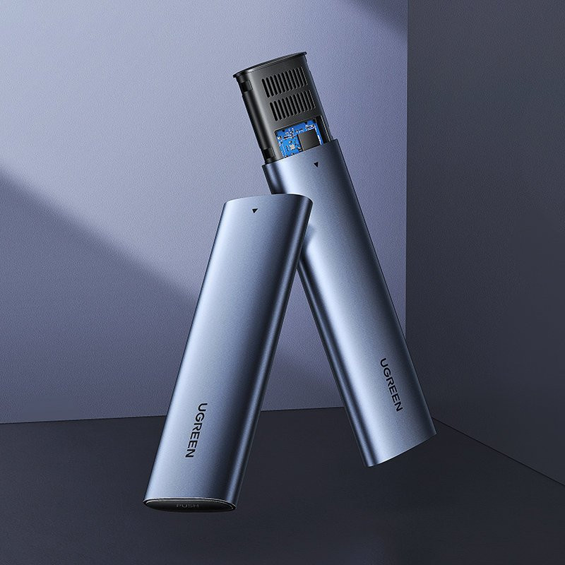 Kišeninis dėklas M.2 SuperSpeed 10Gbps SSD diskui + USB-C laidas 0,5 m pilkas