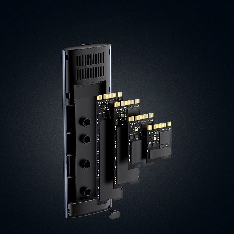 Kišeninis dėklas M.2 SuperSpeed 10Gbps SSD diskui + USB-C laidas 0,5 m pilkas
