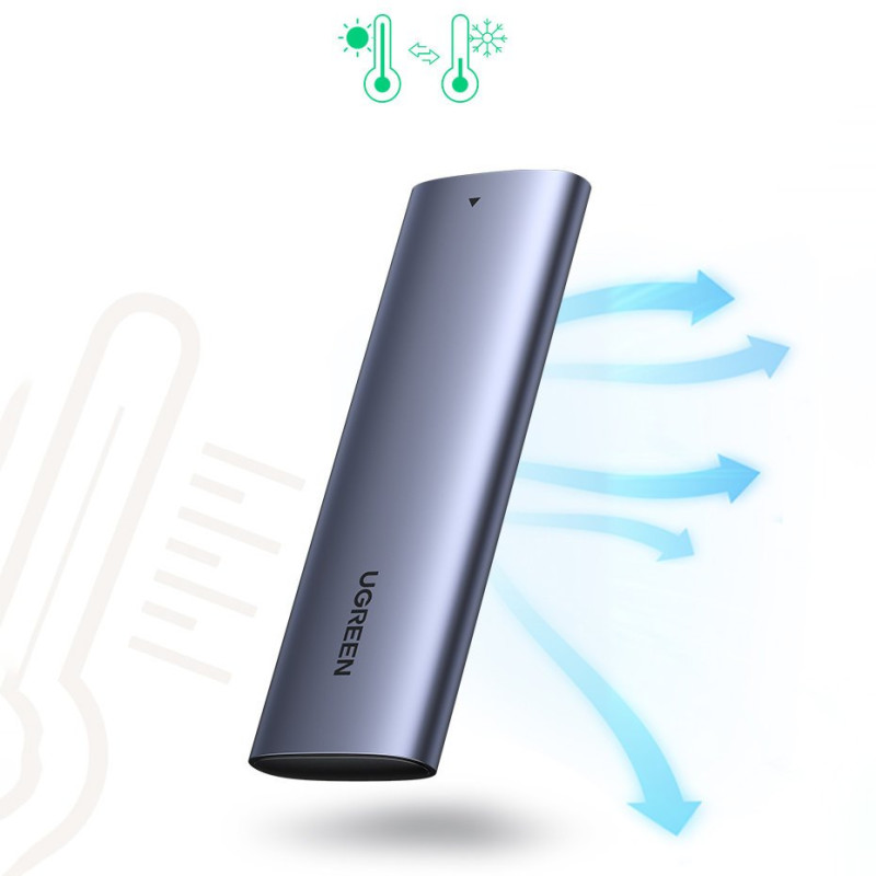 Kišeninis dėklas M.2 SuperSpeed 10Gbps SSD diskui + USB-C laidas 0,5 m pilkas