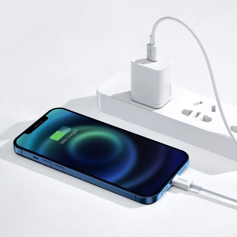 Kabelis iPhone USB Type C - Lightning Power Delivery 20W 1m baltas