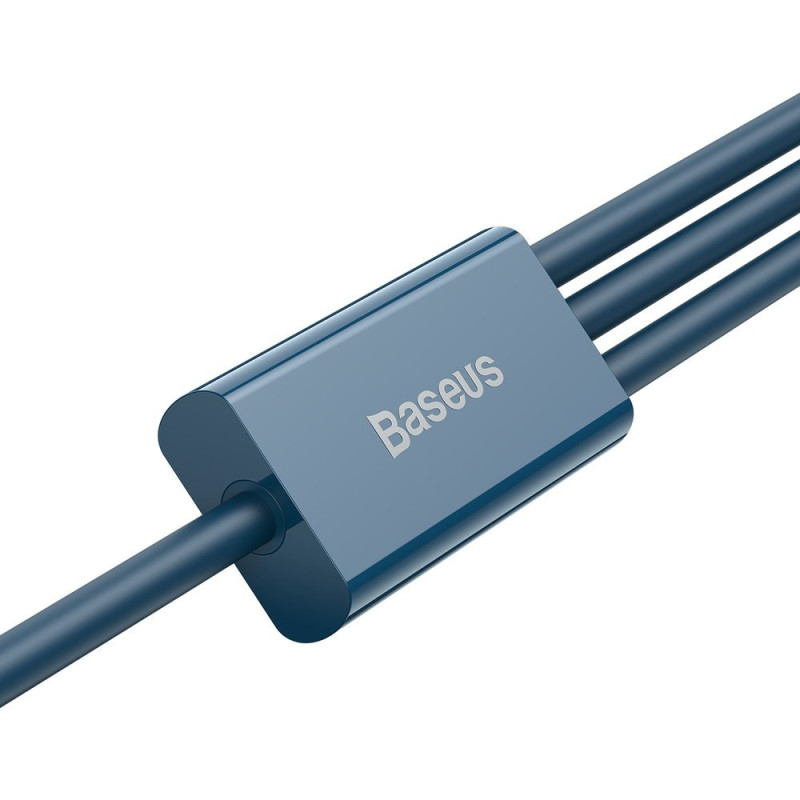 3 viename laidas universalus USB - Lightning / USB-C / mikro USB 3.5A 1.5m mėlynas