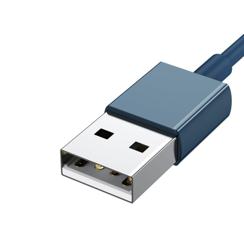 3 viename laidas universalus USB - Lightning / USB-C / mikro USB 3.5A 1.5m mėlynas