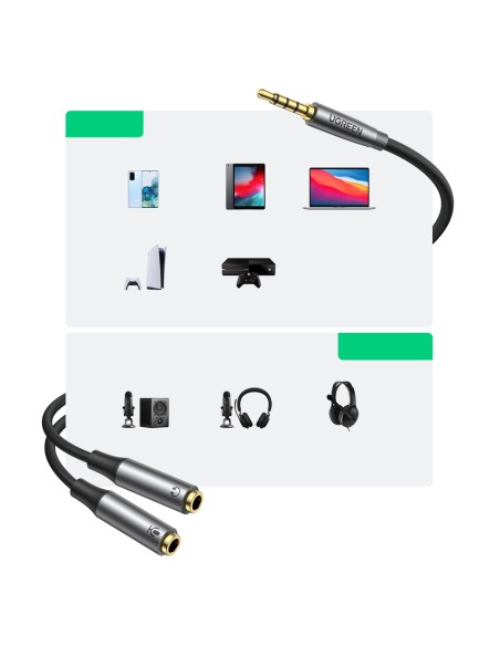 AUX kabelio skirstytuvas 3,5 mm kištukas ausinėms ir mikrofono įdėklas 20 cm juodas
 
AUX kabelio skirstytuvas 3,5 mm kištukas ausinėms ir mikrofono įdėklas 20 cm juodas