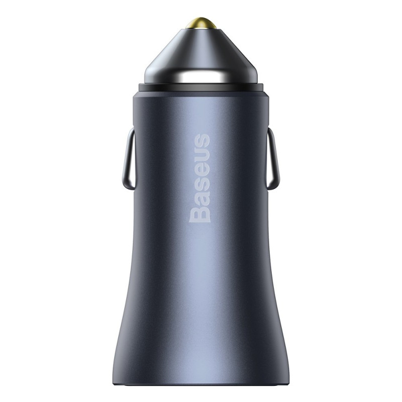 Greitas USB-C automobilinis įkroviklis USB 40W PD QC SCP FCP AFC + USB-C laidas - žaibo pilka