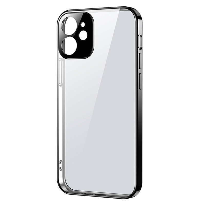 
Itin plonas skaidrus dėklas su metaliniu rėmeliu, skirtas iPhone 12 Pro Max, juodas
