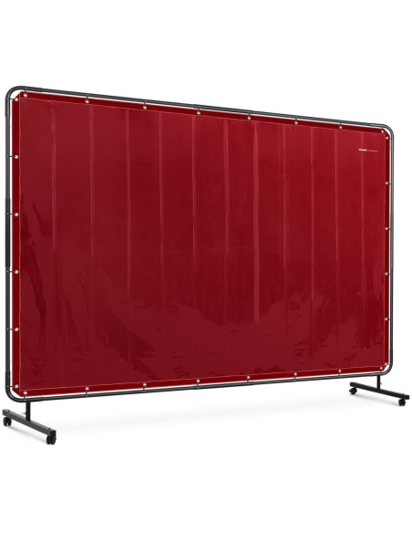 Apsauginė ekrano suvirinimo uždanga su rėmu ant ratukų 239 x 175 cm - raudona