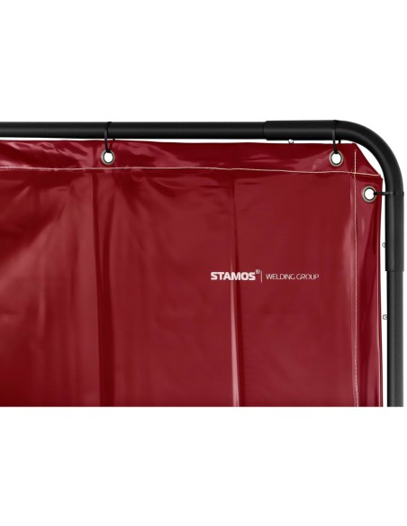 Apsauginė ekrano suvirinimo uždanga su rėmu ant ratukų 239 x 175 cm - raudona