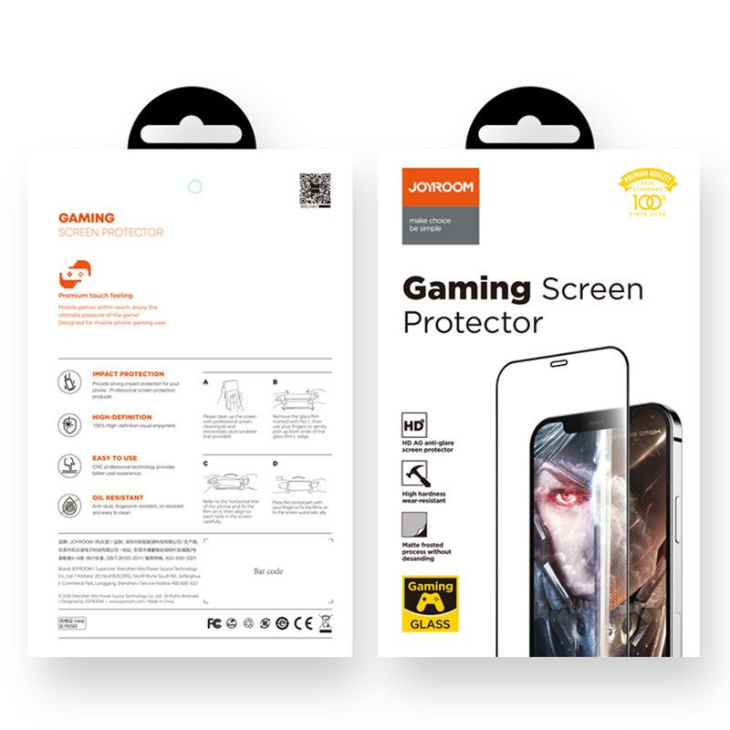 2.5D viso ekrano žaidimų grūdintas stiklas, skirtas iPhone 12 mini Knight Series juodas