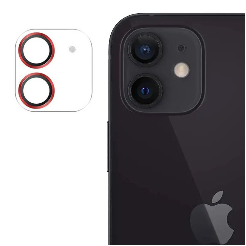 
Grūdintas stiklas visam fotoaparato objektyvui, skirtas iPhone 12 mini Shining Series raudonas
