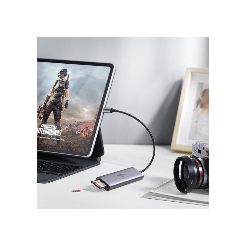 6 viename daugiafunkcis USB-C HUB – 3x USB HDMI 4K SD ir TF kortelių skaitytuvas pilkas