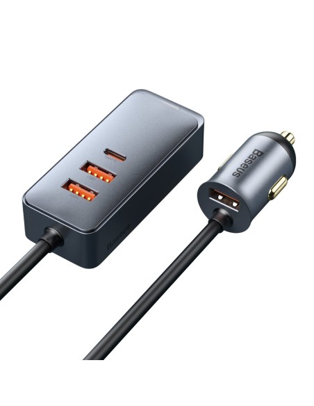
Automobilinio įkroviklio skirstytuvas 3x USB + USB-C 120W PPS QC PD pilka
