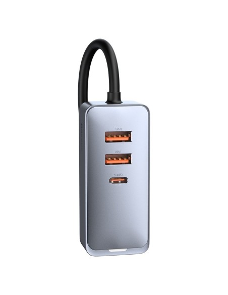 
Automobilinio įkroviklio skirstytuvas 3x USB + USB-C 120W PPS QC PD pilka
