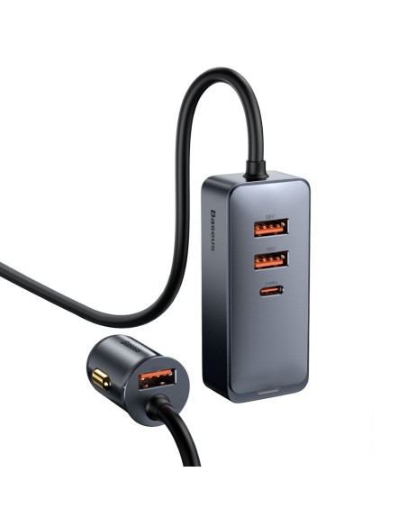 
Automobilinio įkroviklio skirstytuvas 3x USB + USB-C 120W PPS QC PD pilka
