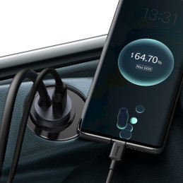 
Automobilinio įkroviklio skirstytuvas 3x USB + USB-C 120W PPS QC PD pilka
