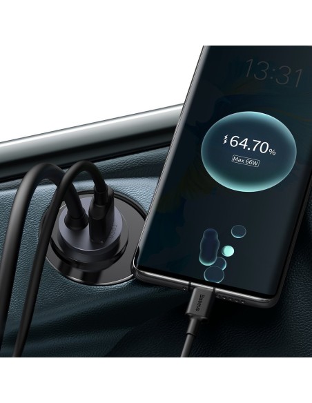 
Automobilinio įkroviklio skirstytuvas 3x USB + USB-C 120W PPS QC PD pilka
